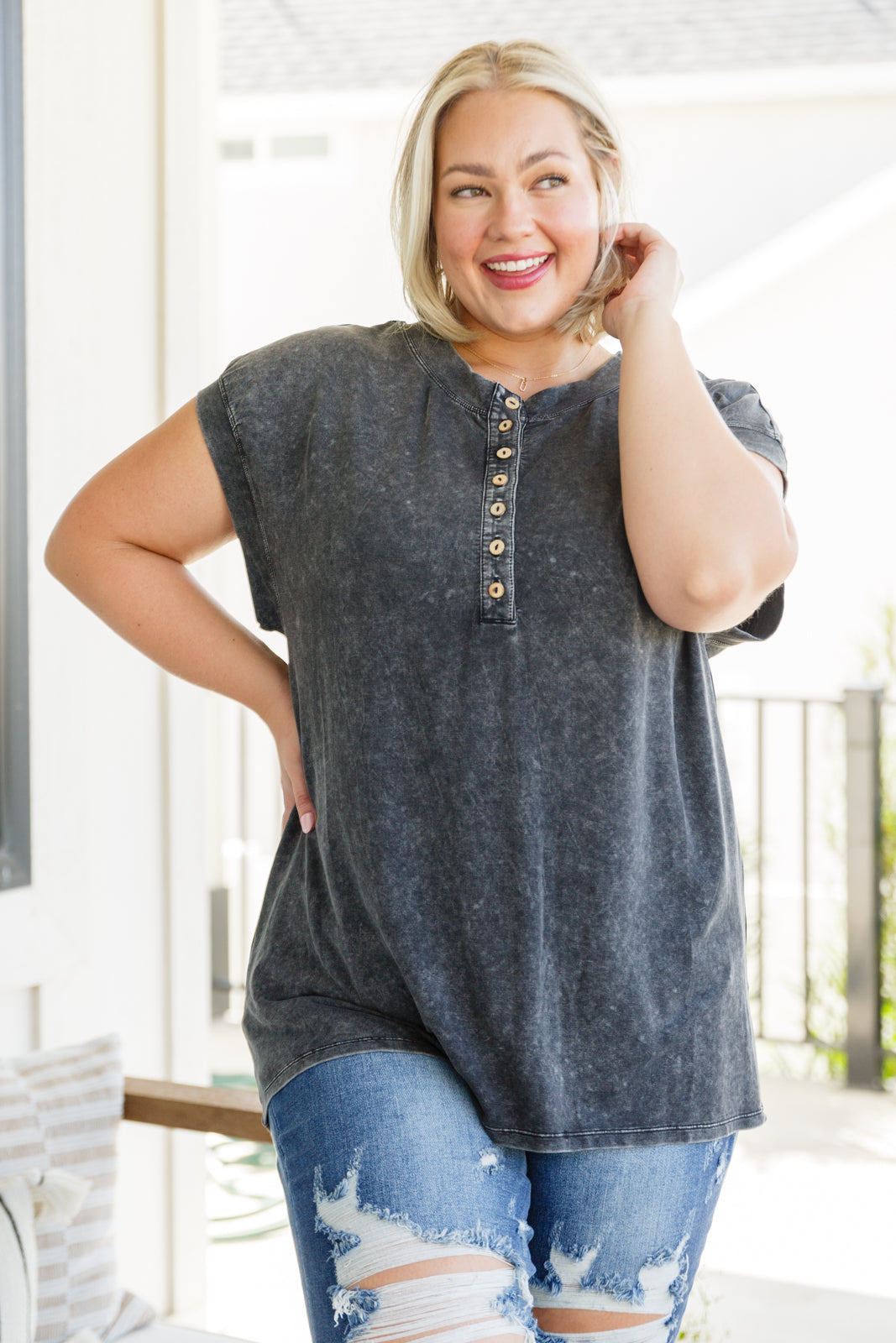 Jodifl • She's Alright Mineral Wash Sleeveless Henley