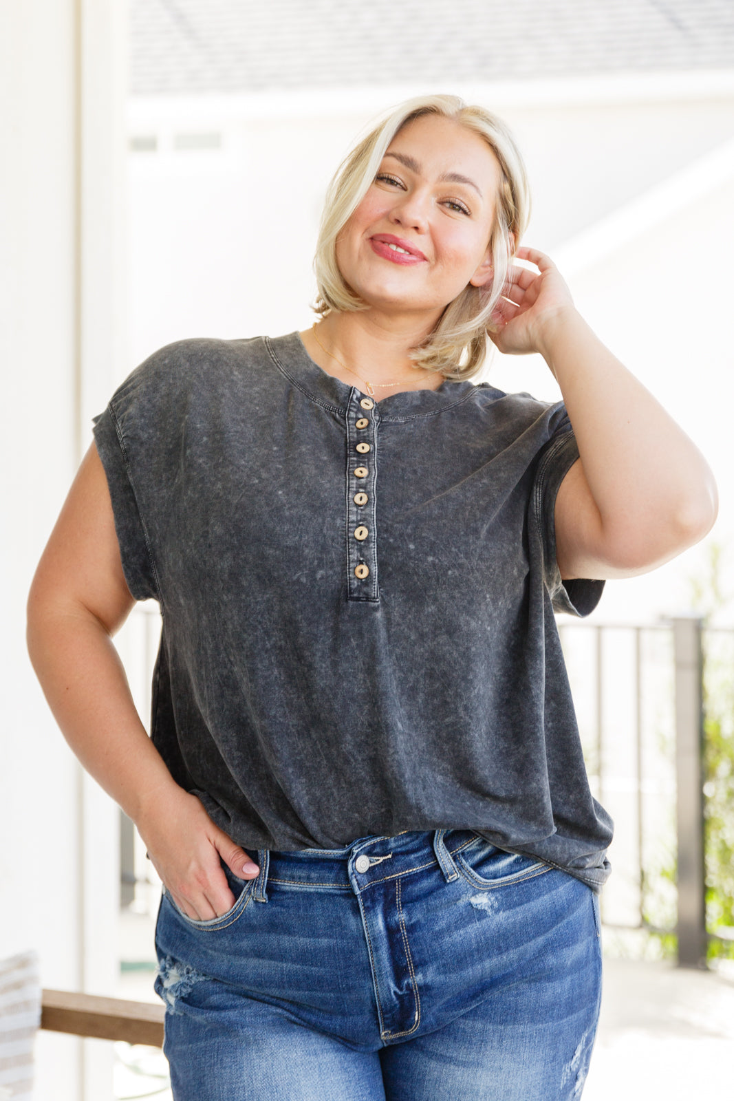 Jodifl • She's Alright Mineral Wash Sleeveless Henley