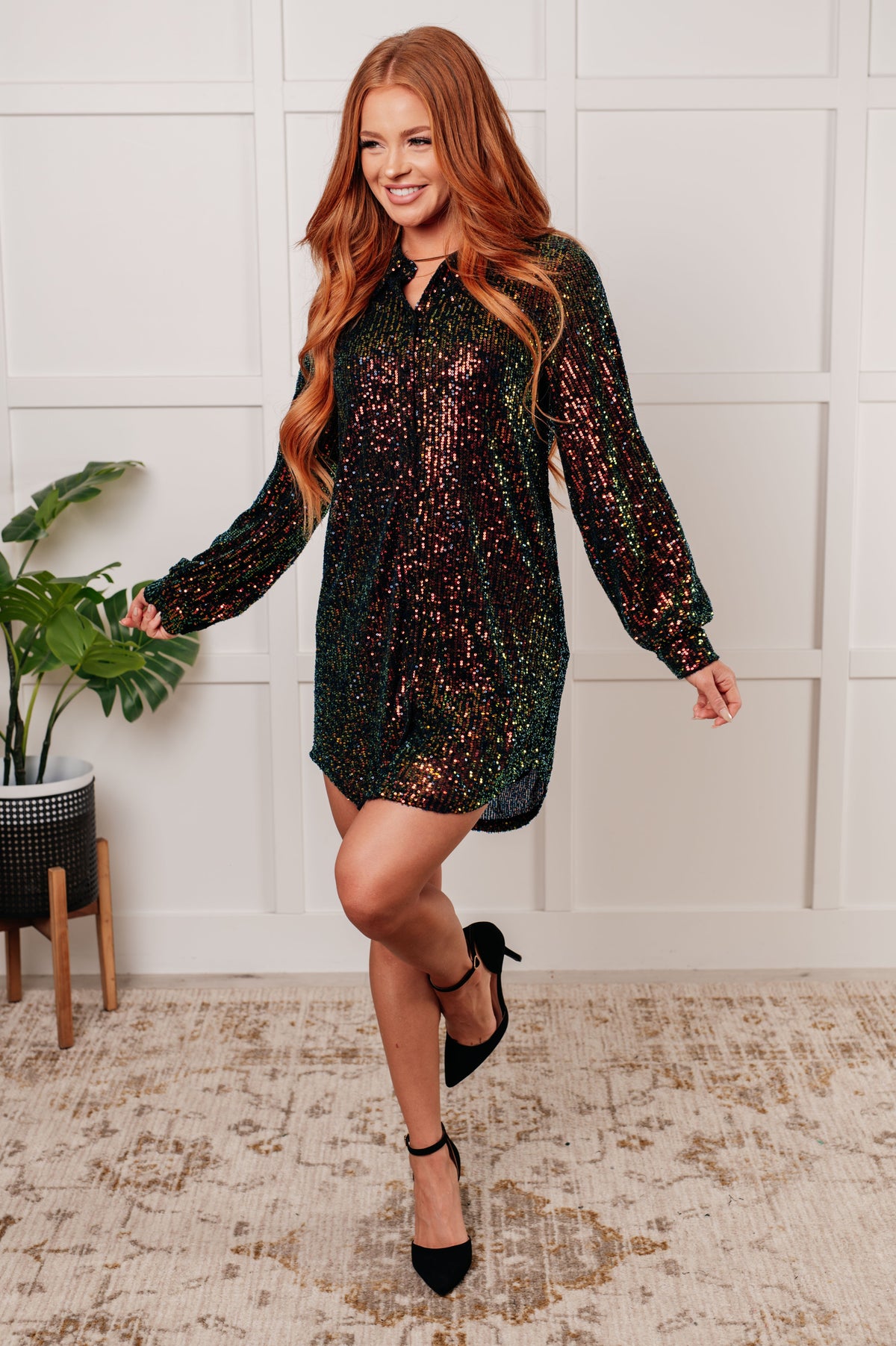 Jodifl • Shimmering Splendor Sequin Shirt Dress