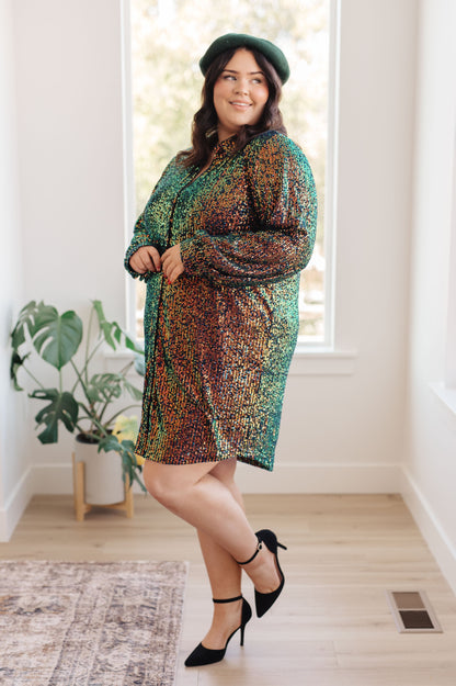 Jodifl • Shimmering Splendor Sequin Shirt Dress