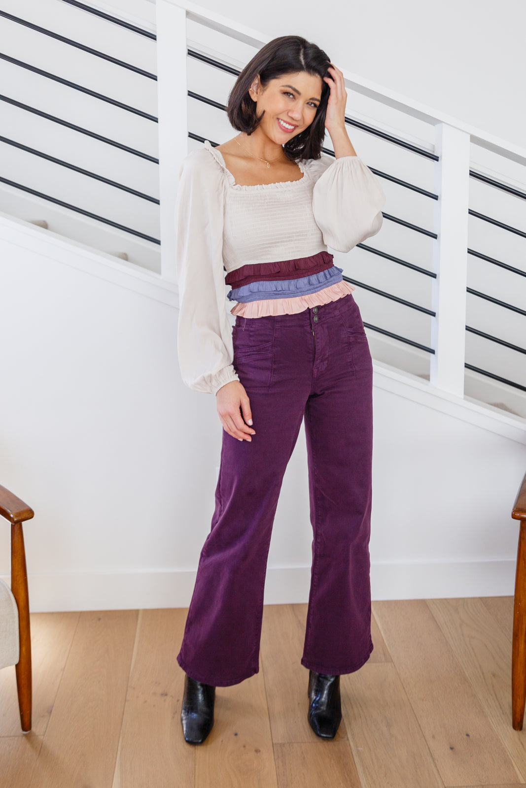Mica Denim • Petunia High Rise Wide Leg Jeans in Plum