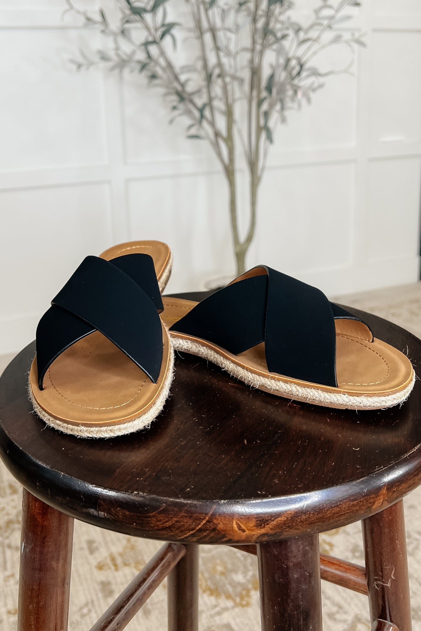 Soda • Shore Thing Slip on Sandals in Prism Black
