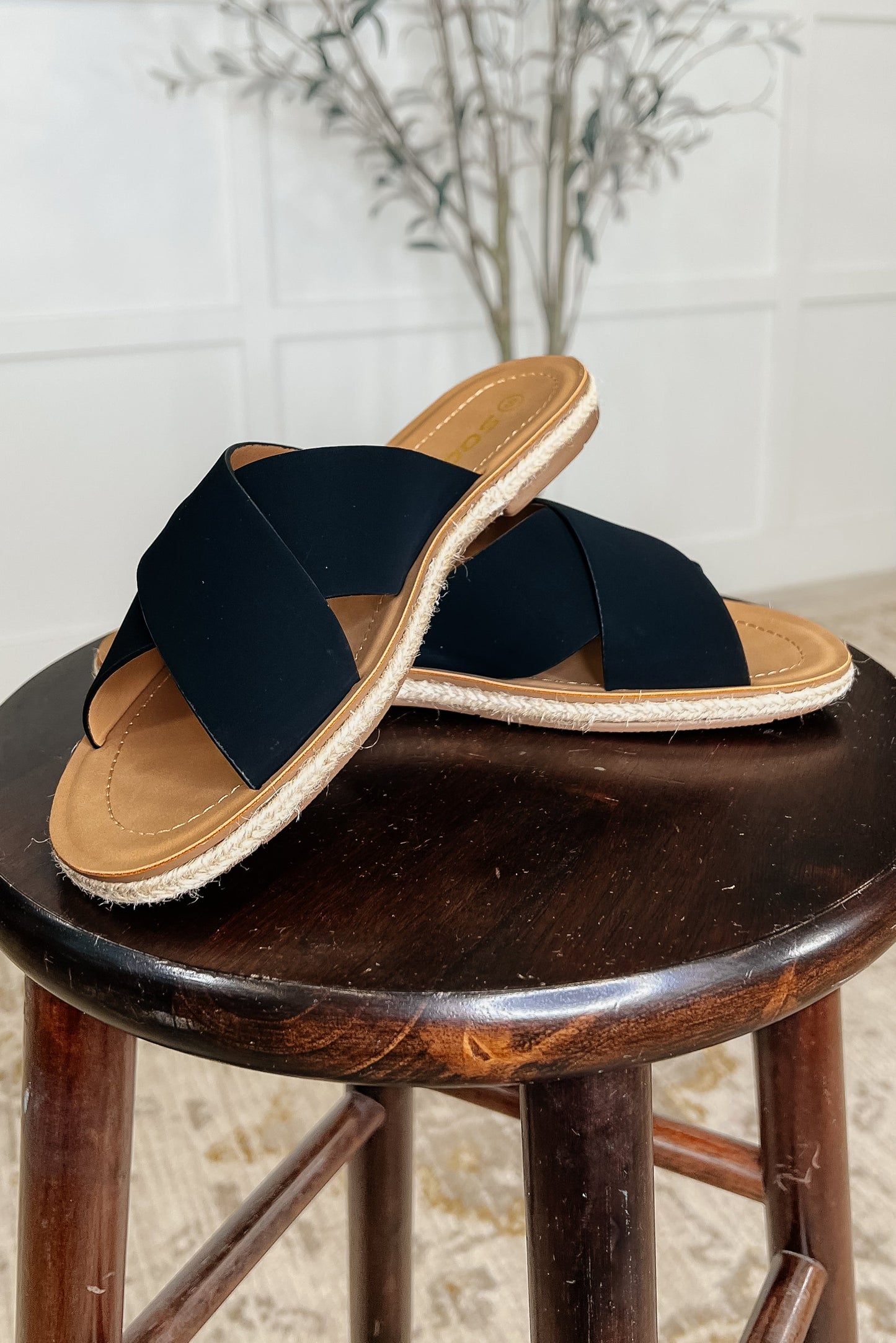 Soda • Shore Thing Slip on Sandals in Prism Black