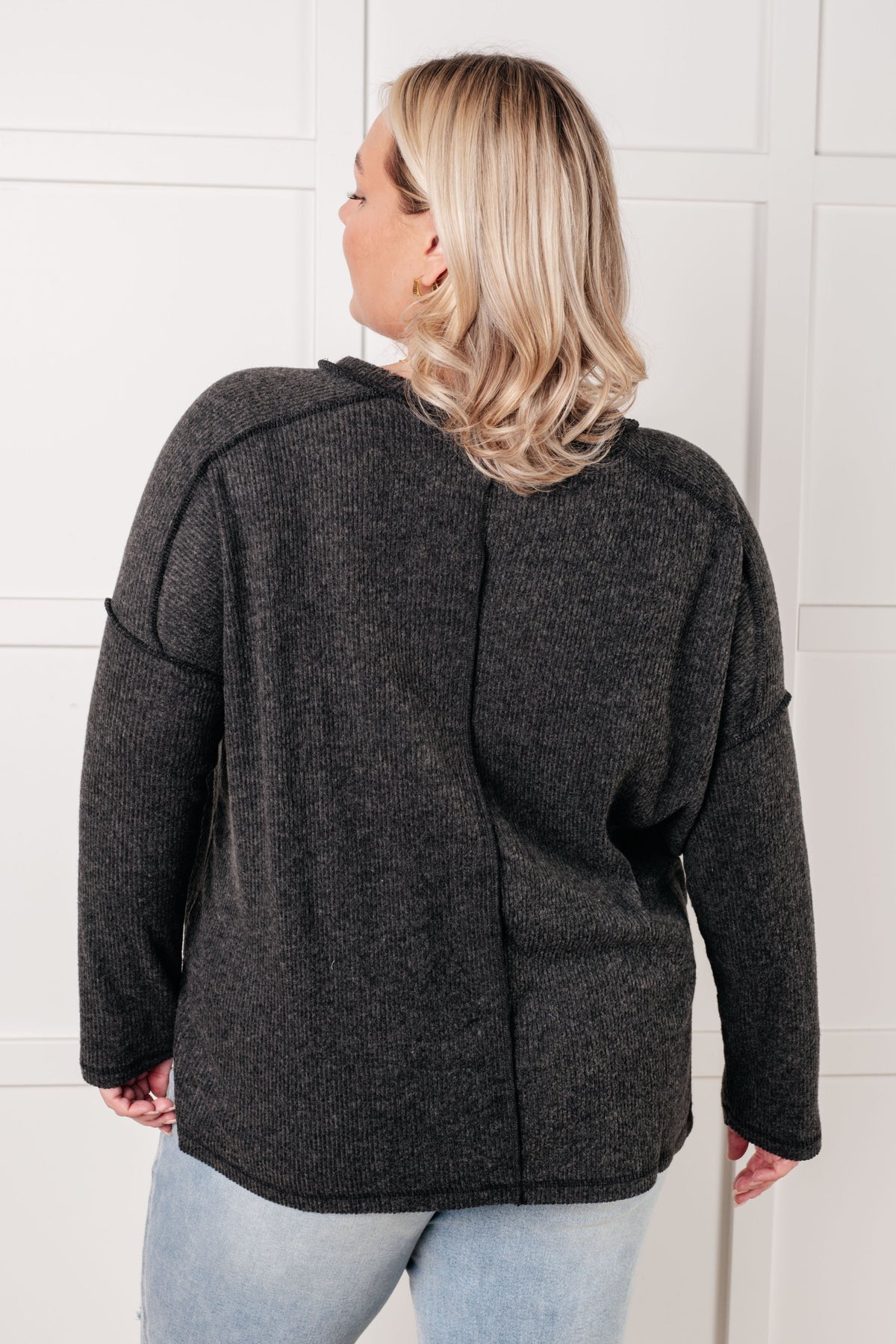 Zenana • Simply Basic Ribbed Hacci Sweater in Black