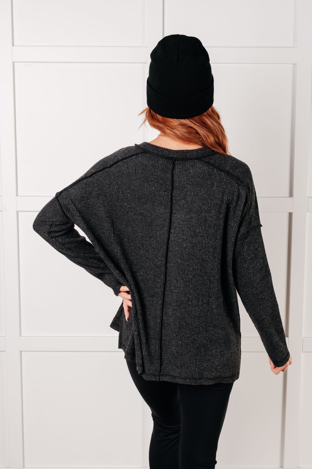 Zenana • Simply Basic Ribbed Hacci Sweater in Black