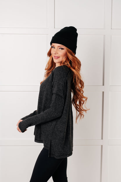 Zenana • Simply Basic Ribbed Hacci Sweater in Black