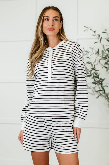 One Eleven North • Situationally Sound • Striped Long Sleeve Top and Shorts Set