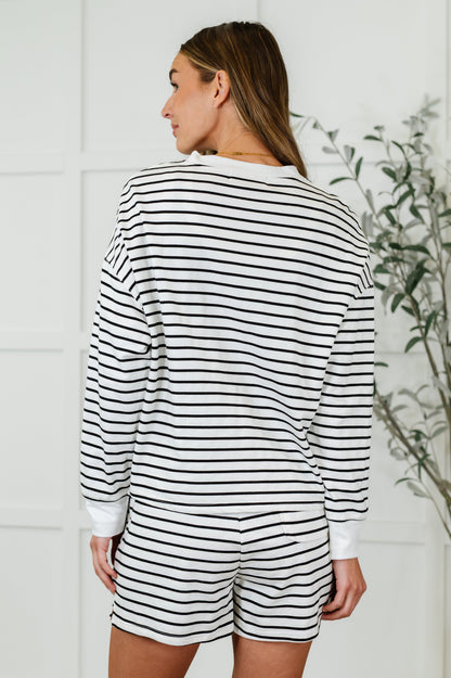 One Eleven North • Situationally Sound • Striped Long Sleeve Top and Shorts Set
