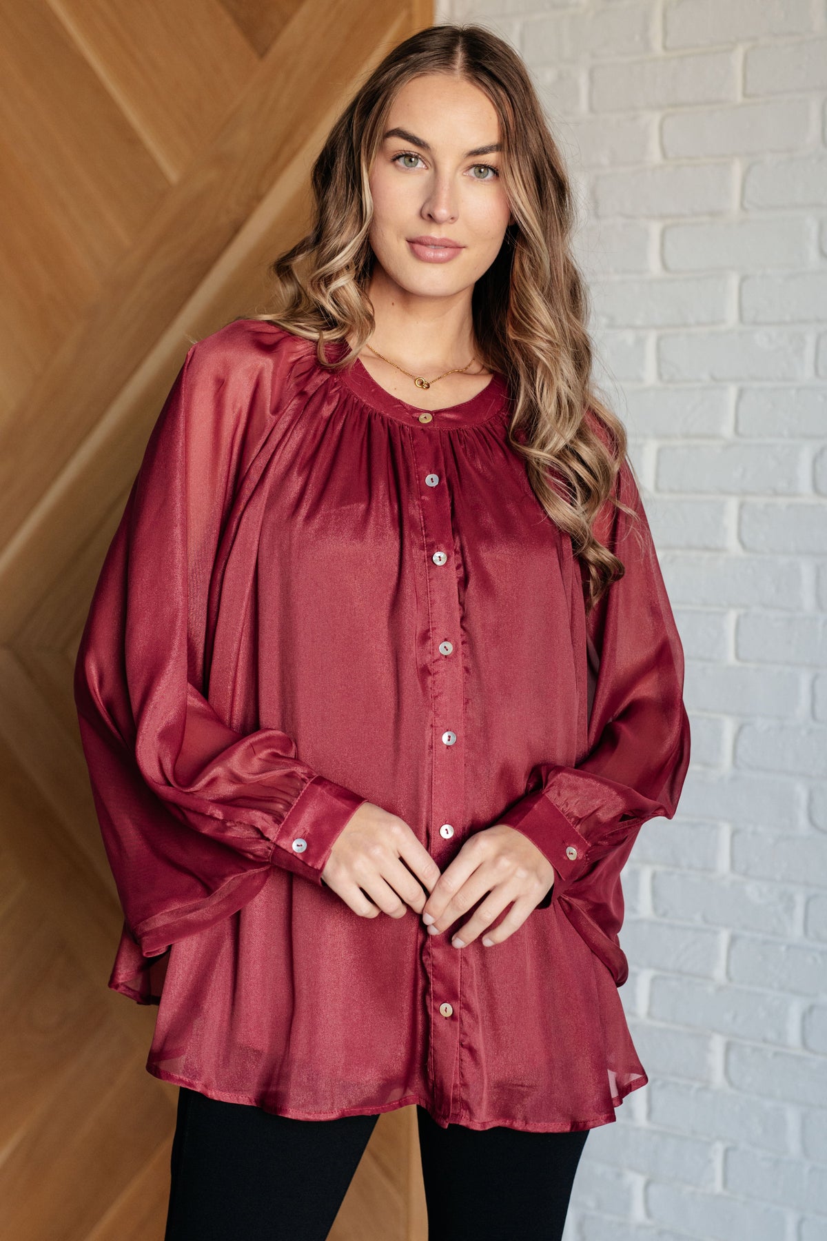 Jodifl • Smiles and Pouts • Bat Sleeve Button Down