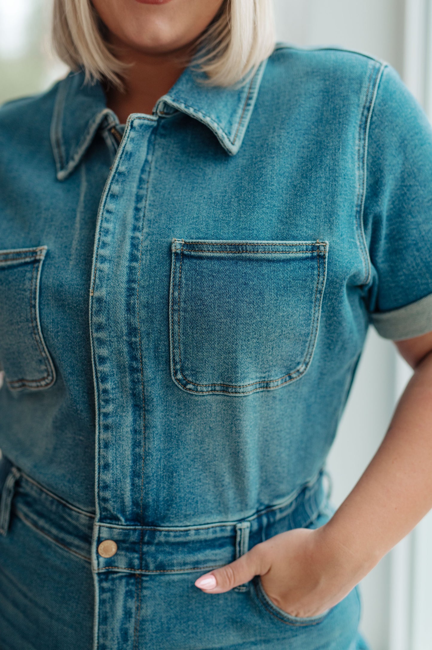 Judy Blue • Sylvia Short Sleeve Denim Jumpsuit