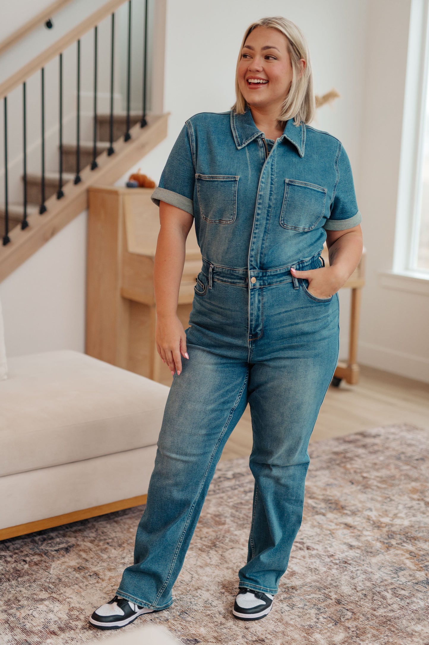 Judy Blue • Sylvia Short Sleeve Denim Jumpsuit