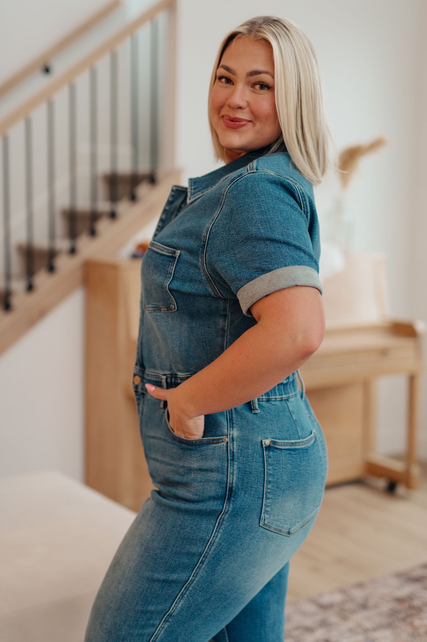 Judy Blue • Sylvia Short Sleeve Denim Jumpsuit