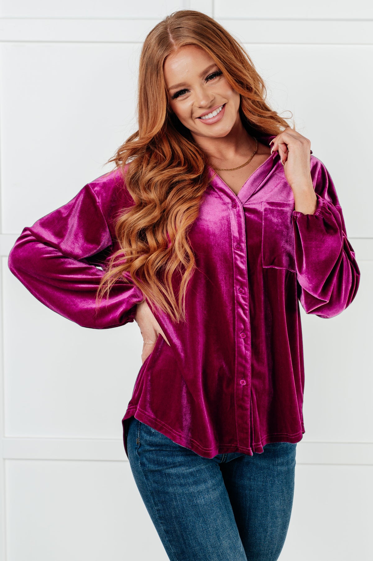 Jodifl • The Best Policy • Velvet Balloon Sleeve Top