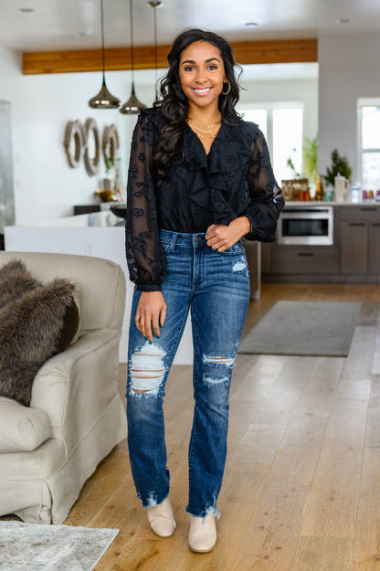 Jodifl • Think Of Me Ruffle Long Sleeve Bodysuit in Black