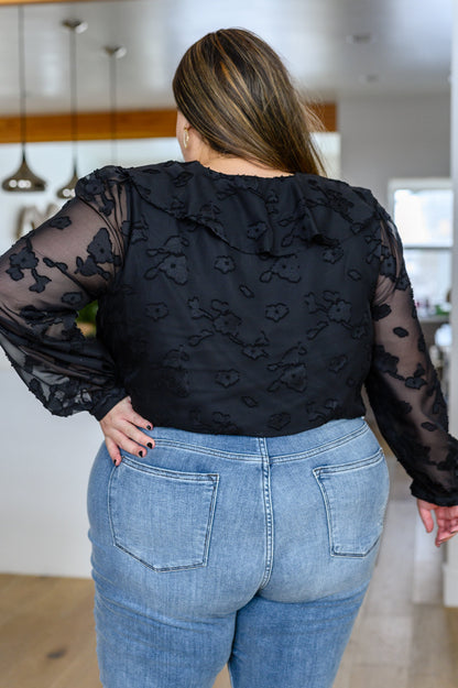 Jodifl • Think Of Me Ruffle Long Sleeve Bodysuit in Black