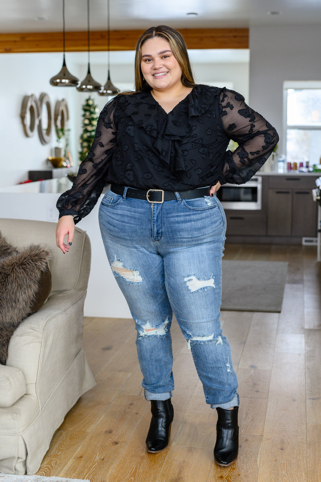 Jodifl • Think Of Me Ruffle Long Sleeve Bodysuit in Black