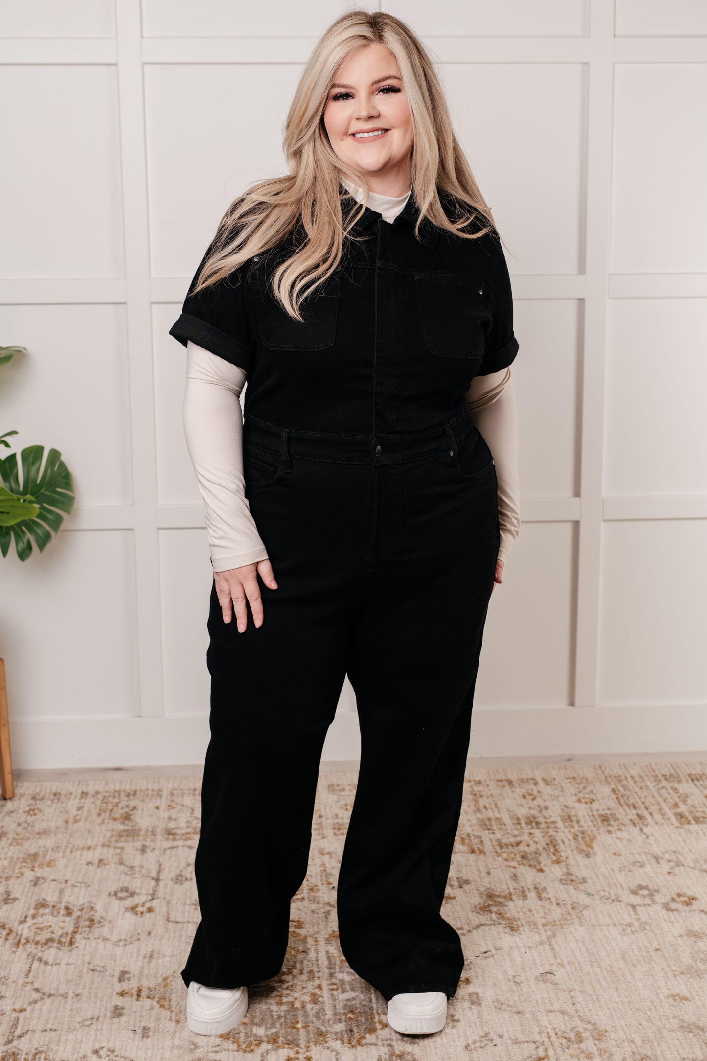 Judy Blue • Tilda Short Sleeve Control Top Denim Jumpsuit