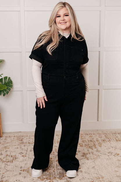 Judy Blue • Tilda Short Sleeve Control Top Denim Jumpsuit