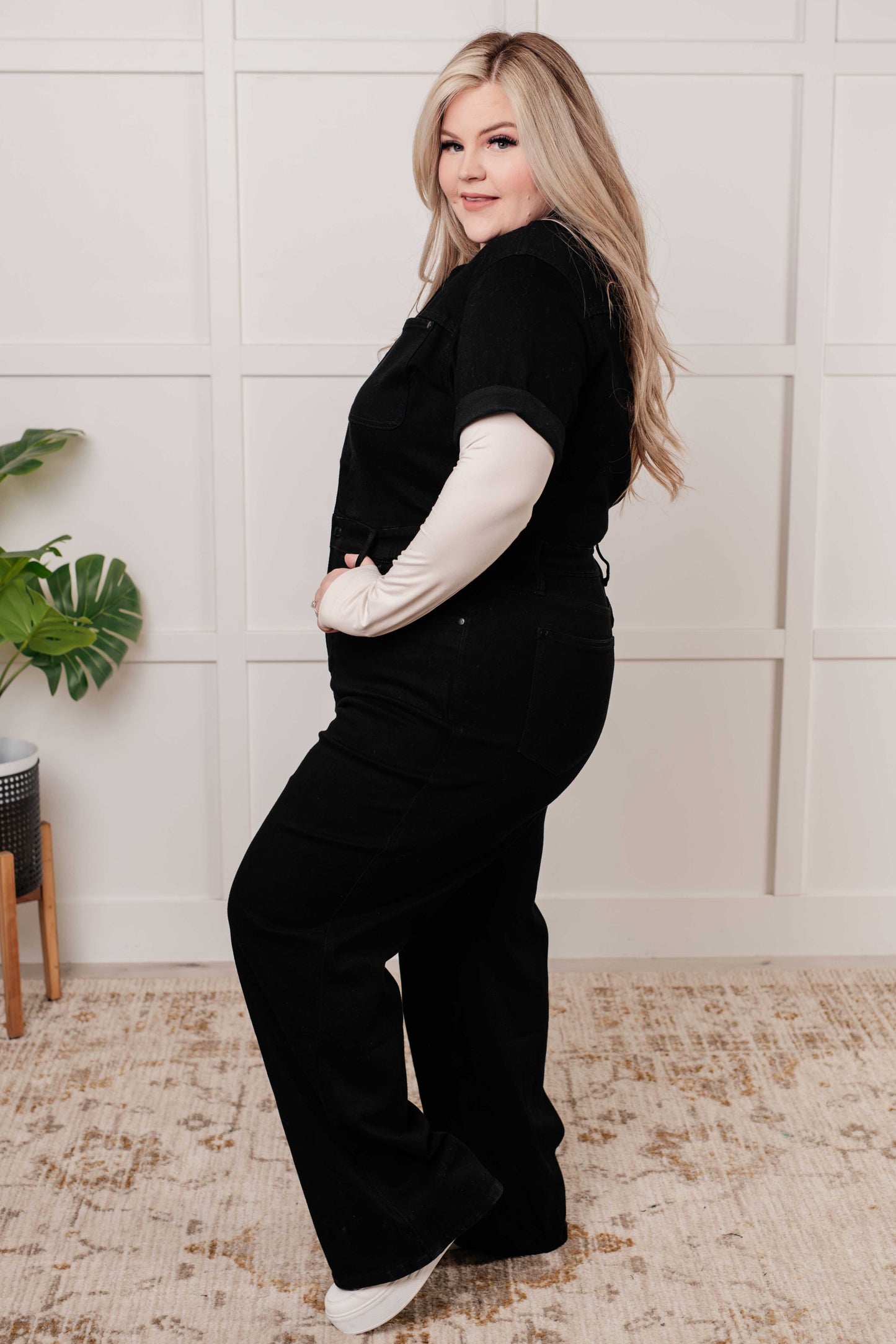 Judy Blue • Tilda Short Sleeve Control Top Denim Jumpsuit