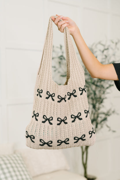 Zenana • Topped With a Bow Knit Tote Bag