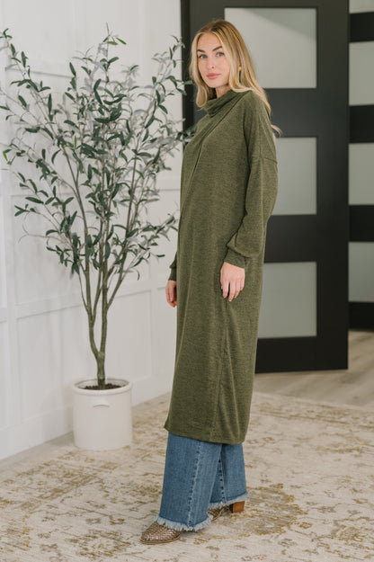 Dear Scarlett • Travel City Scape Turtle Neck Tunic in Olive