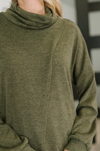 Dear Scarlett • Travel City Scape Turtle Neck Tunic in Olive