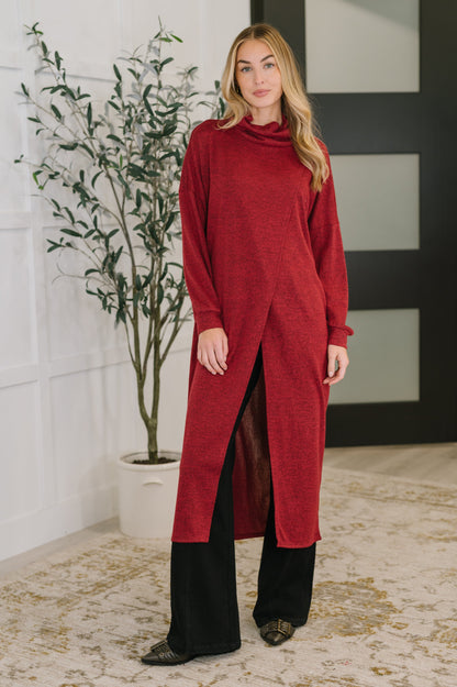 Dear Scarlett • Travel City Scape Turtle Neck Tunic in Wine