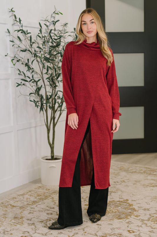 Dear Scarlett • Travel City Scape Turtle Neck Tunic in Wine