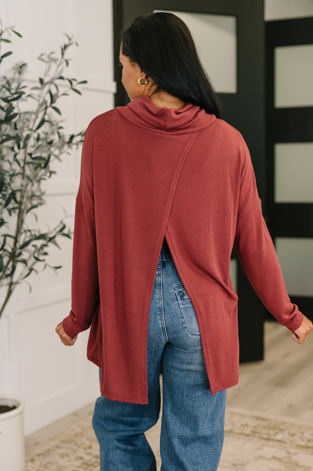 Dear Scarlett • Travel Destination Cowl Neck Pullover in Wine