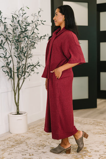 Dear Scarlett • Travel Envy Ribbed Knit Dress in Wine