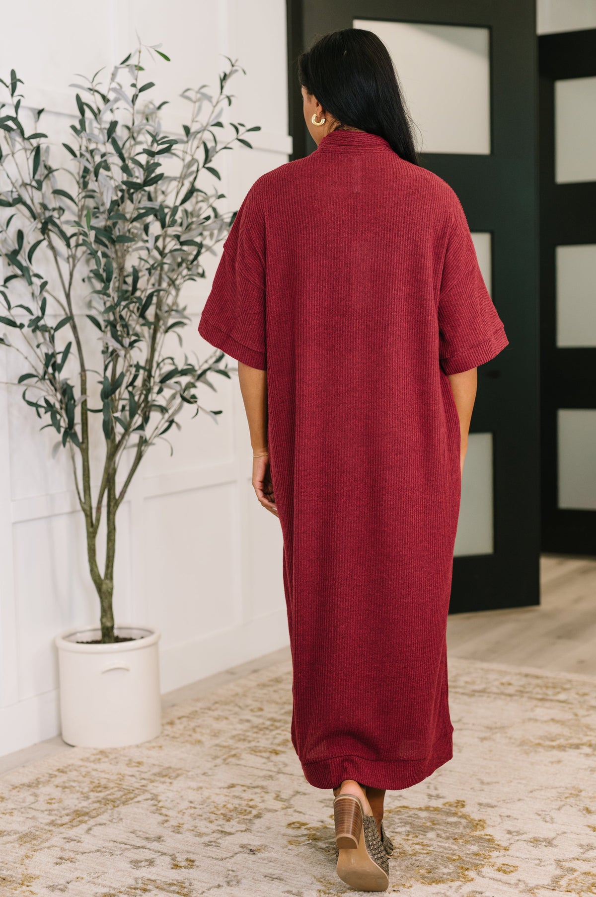 Dear Scarlett • Travel Envy Ribbed Knit Dress in Wine