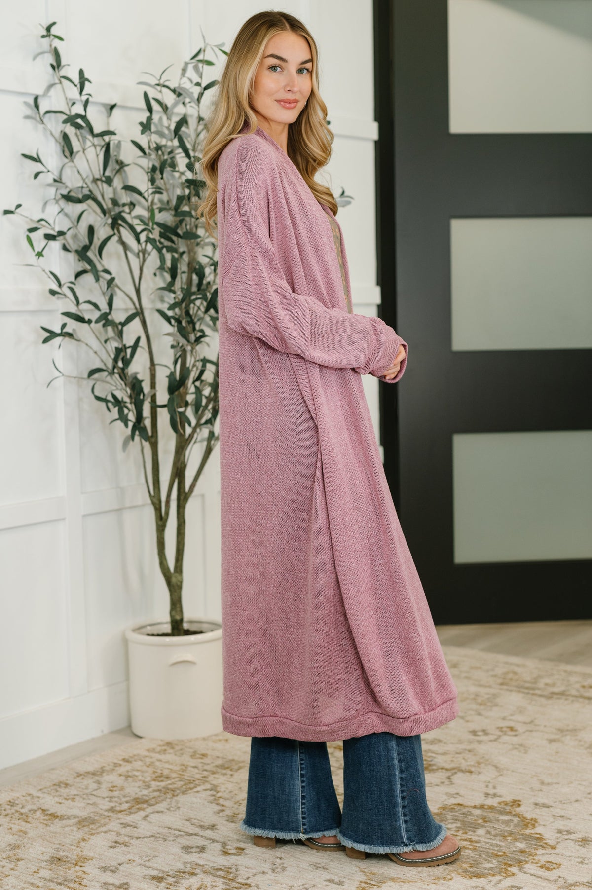 Dear Scarlett • Travel Hideaway Open Front Cardigan in Cashmere Rose