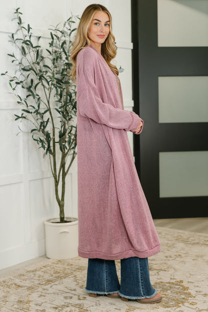 Dear Scarlett • Travel Hideaway Open Front Cardigan in Cashmere Rose