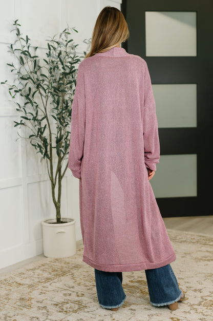 Dear Scarlett • Travel Hideaway Open Front Cardigan in Cashmere Rose