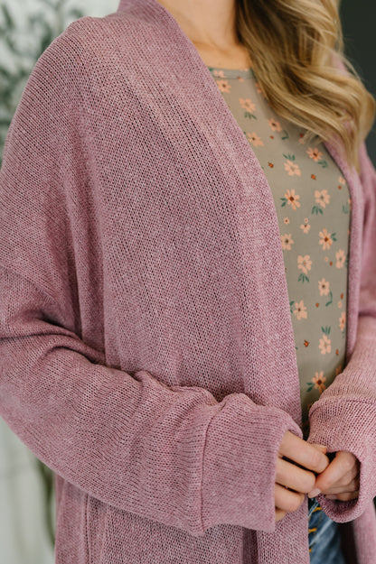 Dear Scarlett • Travel Hideaway Open Front Cardigan in Cashmere Rose