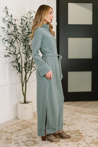 Dear Scarlett • Travel Plush Knit Dress in Soft Teal