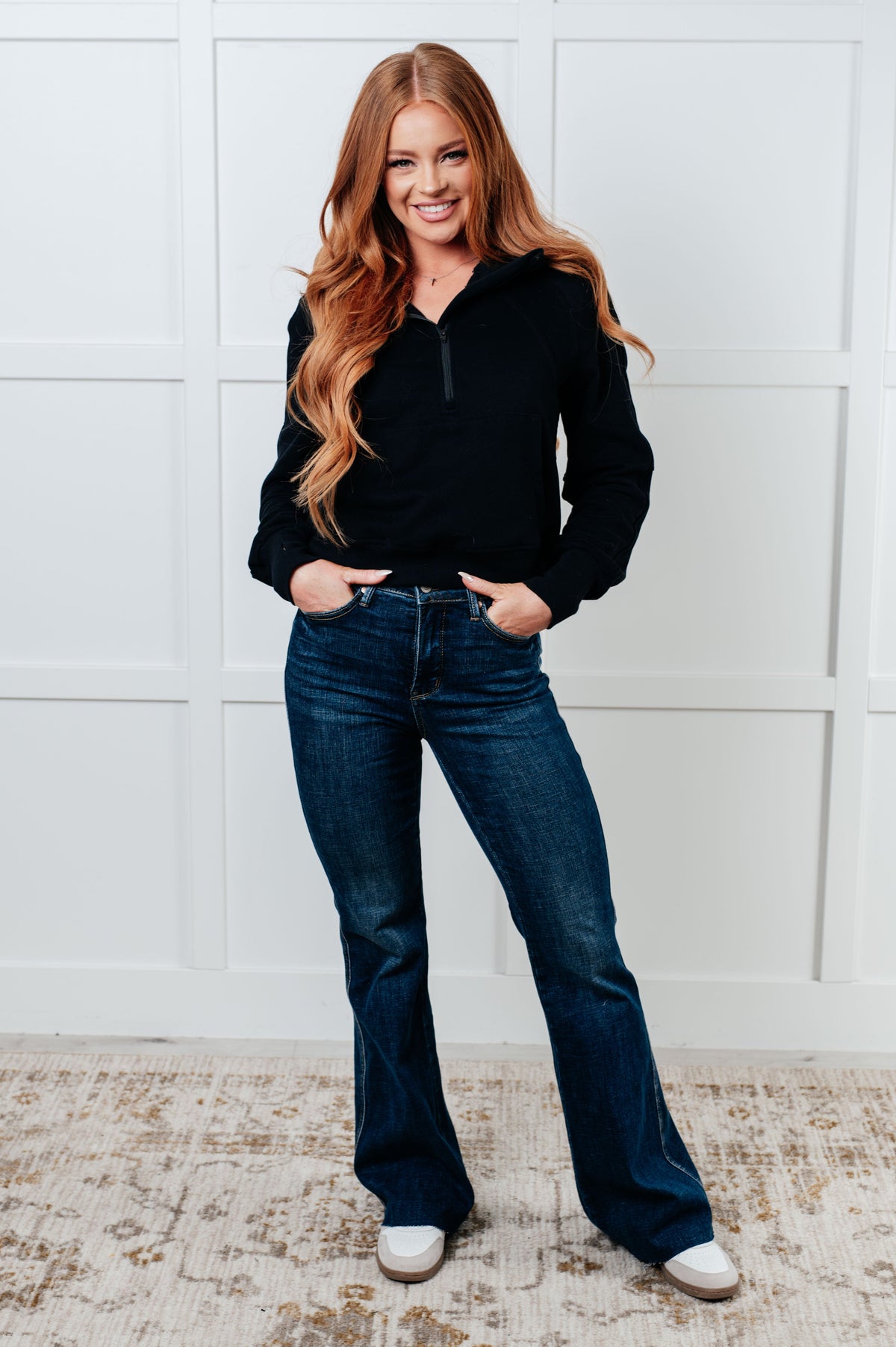Under Her Spell • Half Zip Pullover in Black