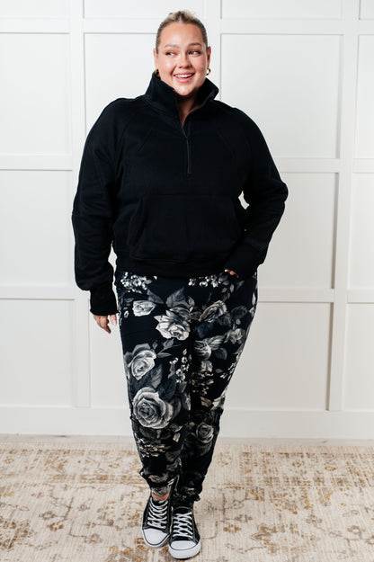 Under Her Spell • Half Zip Pullover in Black