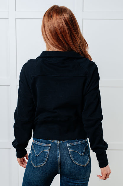 Under Her Spell • Half Zip Pullover in Black