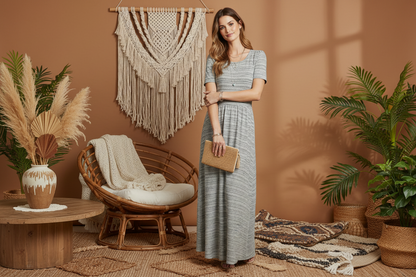LuLaRoe Riley • Empire Waist Midi Dress • Gray Faux Heather