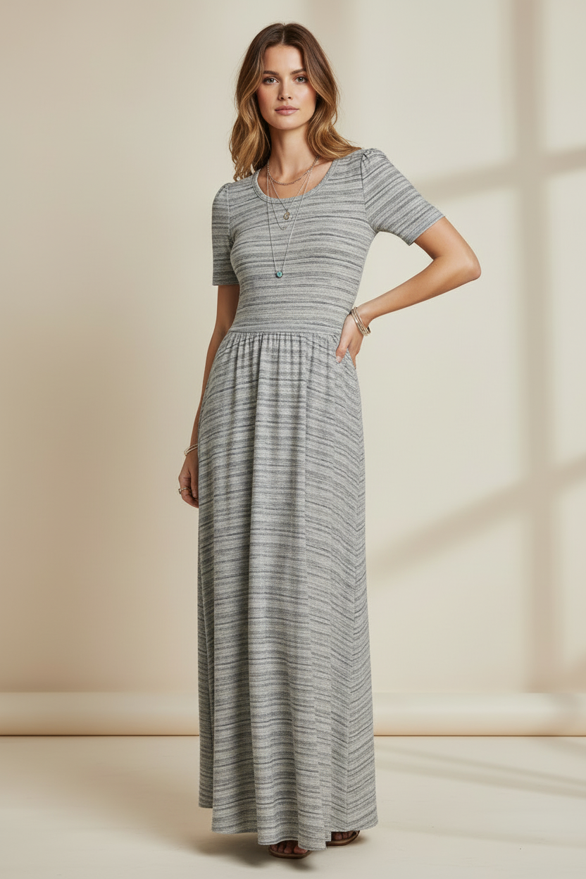 LuLaRoe Riley • Empire Waist Midi Dress • Gray Faux Heather