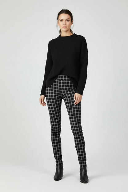 LuLaRoe LUXE Leggings • Black White Jacquard Plaid