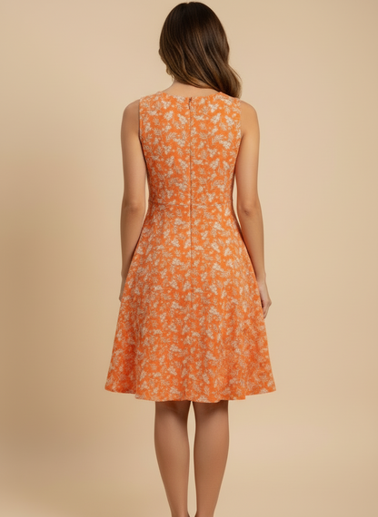 LuLaRoe Nicki • A-Line • Sleeveless • Fit and Flare Dress • Orange Floral