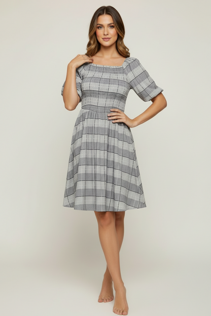 LuLaRoe Alina Babydoll Nap Dress • Smocked Bodice • Bubble Sleeves