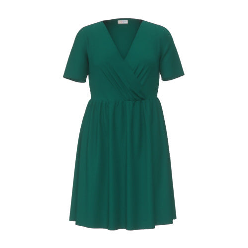 LuLaRoe Chantale Cross Front Dress • Side Seam Pockets • Solid Green