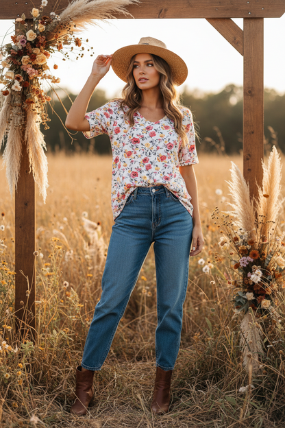 LuLaRoe Perfect T • Swing Shape • Side Slits • Pink Floral