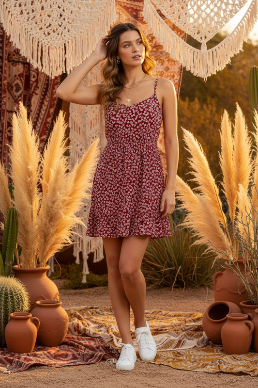 LuLaRoe Amanda • Tiered Tank Top Dress  • Red White Ditsy Floral