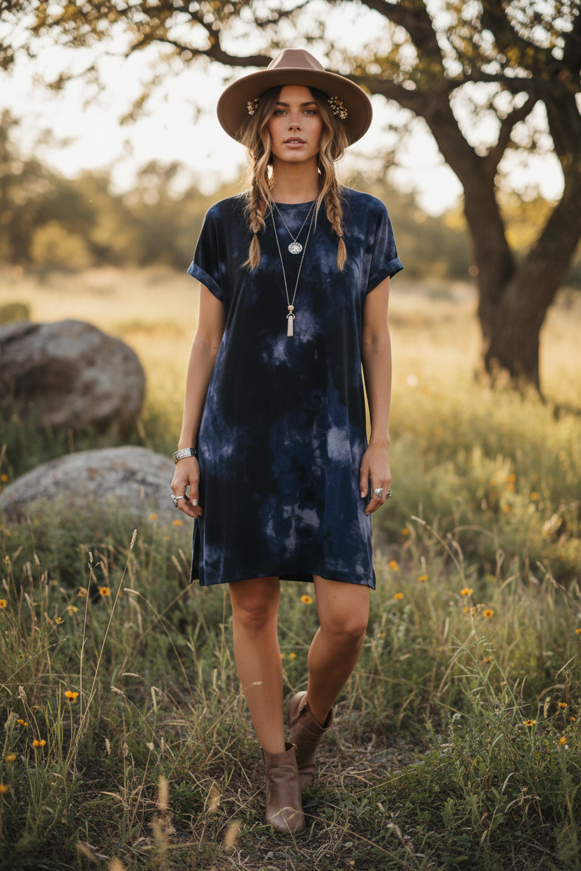 LuLaRoe Chelsea T Shirt Dress • Crêpe Moss Fabric • Step Hemline • Tie Dye Look