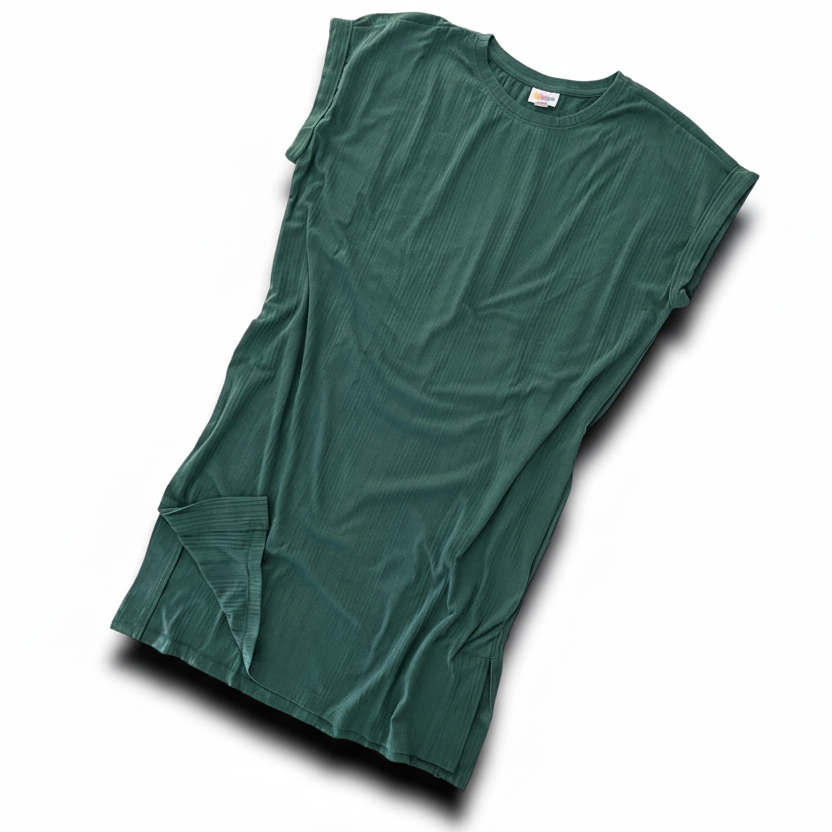 LuLaRoe Chelsea T-Shirt Dress • Ribbed Fabric • Step Hemline • Green
