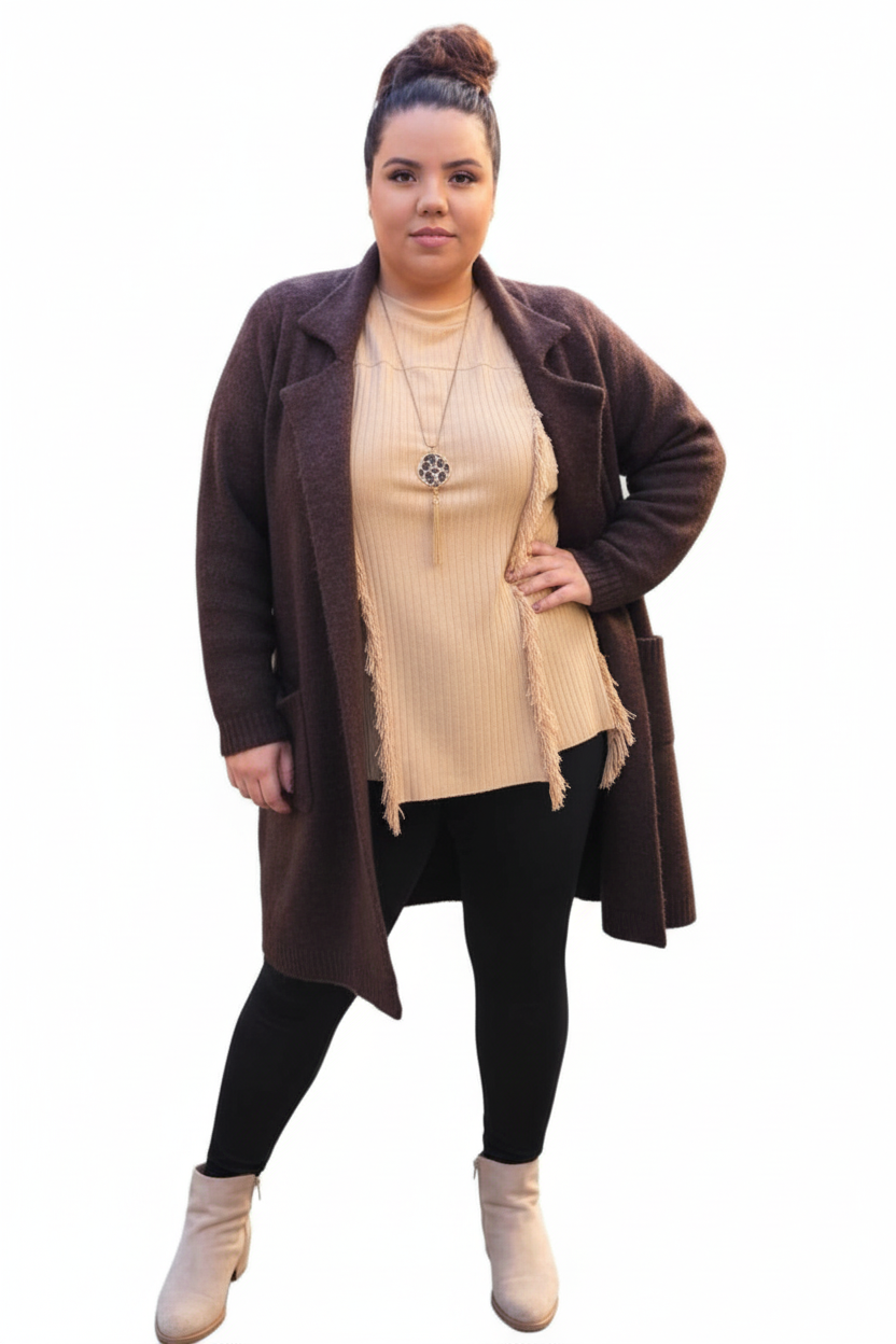 Laura Lapel Collar Open Front Cardigan